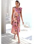 Midikleid LASCANA "mit R&uuml;schen&auml;rmeln und Blumendruck", Damen, Gr. 40, N-Gr,...