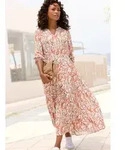 Maxikleid LASCANA "mit Alloverprint und V-Ausschnitt aus Viskose, locker...