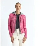 Lederjacke MAZE "Mico", Damen, Gr. XS, pink, Obermaterial: 100% Lammleder.
