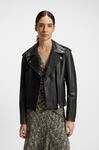 BOSS ORANGE Lederjacke "Sandy Premium Damenmode" mit genarbter Struktur