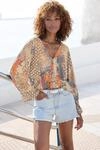 Buffalo Fledermausshirt mit Animaldruck, lockere Bluse mit V-Ausschnitt,...