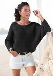 LASCANA Fledermauspullover "mit aufwendigem Strickmuster, Lochstrickmuster"...