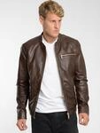 Lederjacke MAZE "42020524", Herren, Gr. S, braun (schwarz braun), Obermaterial: 100%