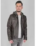 Lederjacke MUSTANG "Foster", Herren, Gr. S, braun (schwarz braun), Obermaterial: 100%