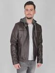 Lederjacke MUSTANG "Foster", Herren, Gr. S, braun (schwarz braun), Obermaterial: 100%