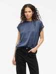Kurzarmshirt VILA "VIELLETTE S/S SATIN TOP - NOOS", Damen, Gr. 42, blau (vintage