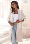Longstrickjacke LASCANA, Damen, Gr. 36/38, beige (creme, beige), Strick,