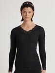 CALIDA Langarmshirt "Silky Wool Joy" Spitze, atmungsaktiv, V-Ausschnitt,