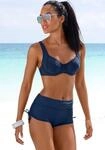 Bikini-Hotpants LASCANA, Damen, Gr. 46, N-Gr, blau (marine), Polyamid, unifarben,