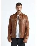 Lederjacke MAZE "Flint", Herren, Gr. S, braun (cognac), Obermaterial: 100% Lammleder.