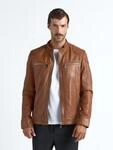 Lederjacke MAZE "Flint", Herren, Gr. S, braun (cognac), Obermaterial: 100% Lammleder.