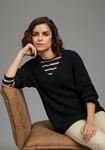 Flashlights V-Ausschnitt-Pullover bequem geschnitten mit 3/4 &Auml;rmeln