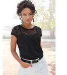 Spitzenshirt LASCANA, Damen, Gr. 36/38, schwarz, Spitze, Obermaterial: 98%...