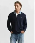 Langarm-Poloshirt GANT "REG CHAMBRAY HEAVY RUGGER", Herren, Gr. 3XL, blau...