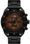 Chronograph DIESEL "SPIKED", schwarz (schwarz, braun), Armbanduhren, Herren,