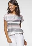 Shirtbluse LAURA SCOTT, Damen, Gr. 34, grau (rose, anthrazit, gestreift), Satin,