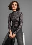 Langarmshirt LAURA SCOTT, Damen, Gr. 42, grau (grau, gemustert), Jersey,