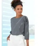 3/4-Arm-Shirt ELBSAND "Veera", Damen, Gr. XXL (44), blau (marine, wei&szlig;), Single