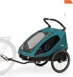 Hauck Fahrradkinderanh&auml;nger "Dryk Duo, Ocean Green" f&uuml;r 2 Kinder; inkl. Buggy-Rad