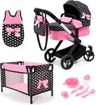 Kombi-Puppenwagen BAYER "Xeo Mega, schwarz", schwarz, Puppenwagen, KinderB:37cm