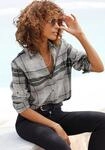Hemdbluse BUFFALO "aus weichem Flanell mit Karomuster", Damen, Gr. 46, grau (grau,