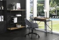 SalesFever Schreibtisch "York Arbeitsplatz Deluxe" Metallrahmen-Ablage mit Polyrattan