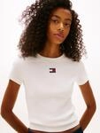 Tommy Jeans Kurzarmshirt "TJW SLIM BADGE RIB TEE" mit gerippter Struktur