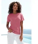 Kurzarmshirt VIVANCE "mit sommerlichem Ajour-Muster", Damen, Gr. 44/46, lila...