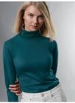 Rollkragenshirt TRIGEMA "TRIGEMA Rollkragenshirt", Damen, Gr. S, blau (saphir),
