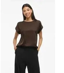 Vila Kurzarmshirt "VIELLETTE S/S SATIN TOP - NOOS" Kunstfaser, regular fit