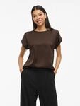 Kurzarmshirt VILA "VIELLETTE S/S SATIN TOP - NOOS", Damen, Gr. 38, braun (coffee