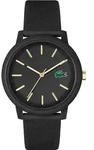 Quarzuhr LACOSTE "LACOSTE.12.12", schwarz (schwarz, goldfarben), Armbanduhren,
