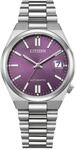 Automatikuhr CITIZEN "TSUYOSA 37 mm", silberfarben, violett, Armbanduhren, Damen,