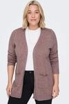 Strickjacke ONLY CARMAKOMA "CARESLY L/S OPEN CARDIGAN NOOS KNT", Damen, Gr. M, braun