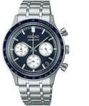 Chronograph SEIKO, silber (silberfarben, dunkelblau), Armbanduhren, Herren,