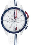 Chronograph TOMMY HILFIGER "BANK", wei&szlig;, Armbanduhren, Herren, Chronograph,