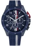 Chronograph TOMMY HILFIGER "BANK", blau (dunkelblau), Armbanduhren, Herren,