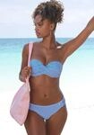 B&uuml;gel-Bandeau-Bikini S.OLIVER, Damen, Gr. 44, Cup E, blau (hellblau, wei&szlig;),