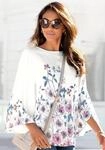 LASCANA Schlupfbluse mit Blumenprint und Trompeten&auml;rmeln, Blusenshirt, sommerlich