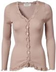 rosemunde Strickjacke "Babette Silk Cardigan mit Seide" Vintage-Spitzenbesatz,