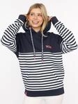 Zwillingsherz Hoodie ""Moin Streifen"", Stickerei, Kapuze mit bedruckter Kordel,