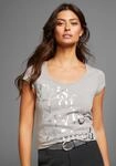T-Shirt LAURA SCOTT, Damen, Gr. 32, grau, Jersey, Obermaterial: 95% Baumwolle, 5%