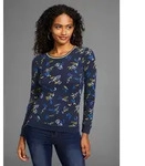 Langarmshirt KANGAROOS, Damen, Gr. 40/42, blau (marine, bunt), Rippware,