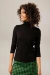 Rollkragenshirt ANISTON CASUAL, Damen, Gr. 36, schwarz, Single Jersey, Obermaterial: