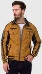 Lederimitatjacke CIPO & BAXX "Jacke", Herren, Gr. S, gelb (mustard), Stoff, 100%