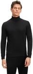 Strickpullover FALKE "Pure Merino Wool", Herren, Gr. S, schwarz (schwarz (3000)),