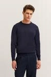 Rundhalspullover BUGATTI "Basic Essential", Herren, Gr. S, blau (marine), 100%