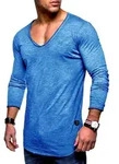 Langarmshirt BEHYPE "NUKE L/S", Herren, Gr. S, blau (hellblau), 100% Baumwolle,
