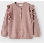 Name It Strickjacke "NMFABINNE LS KNIT CARD NOOS" mit s&uuml;&szlig;er R&uuml;sche an den