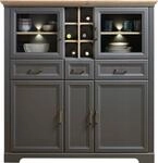 Innostyle Highboard "Jasmin" 2 Glas-/Holzt&uuml;ren, 8 offene F&auml;cher, inkl.